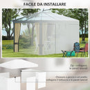 Copertura per Gazebo 3x3m con Porte a Cerniera e Finestre Bianco-7