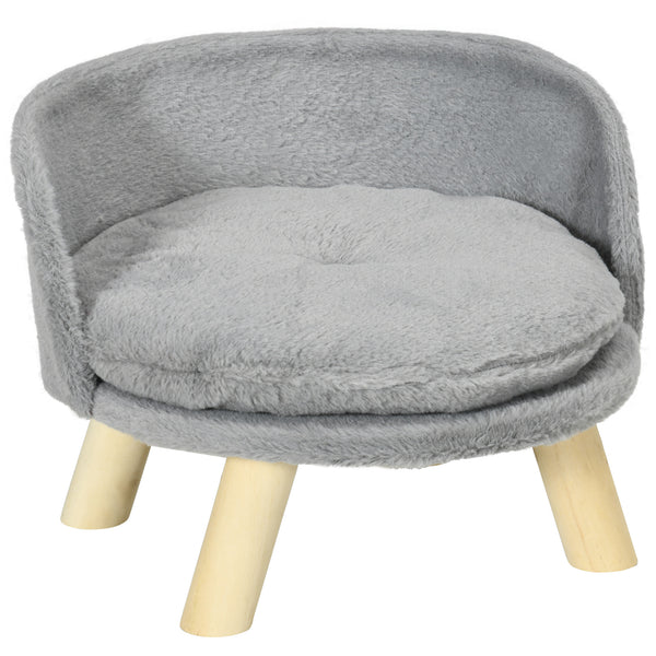 Divano per Cani e Gatti Rotondo con Cuscino in Tessuto di Peluche e Legno Ø40,5x33 cm Grigio prezzo