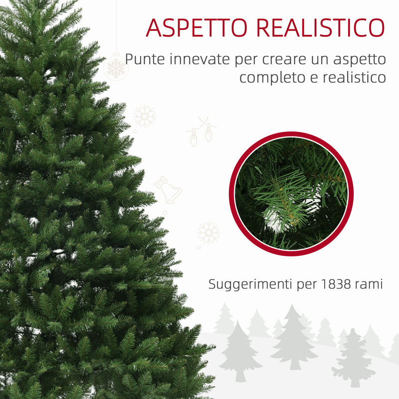 Albero di Natale Artificiale 195 cm 1838 Rami con Apertura Automatica Verde -5