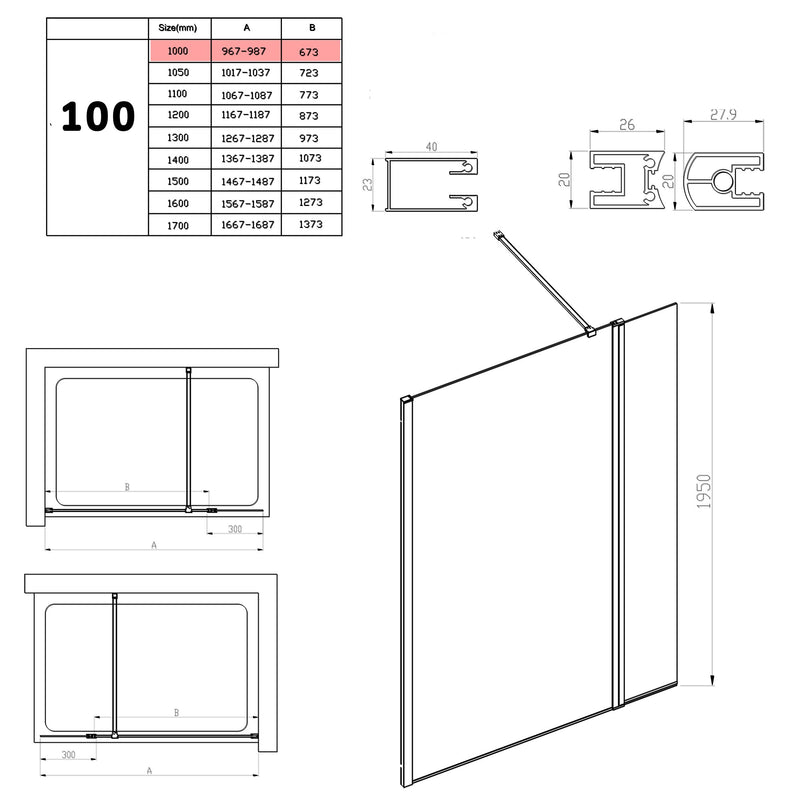 Parete Doccia Walk-In con Aletta Orientabile in Cristallo trasparente 8mm H195 Bonussi Sveva Varie Misure-4