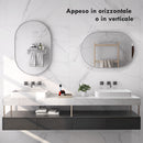 Specchio Bagno Ovale da Parete con Cornice in Alluminio 60x90 cm Verticale o Orizzontale Argento-6