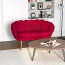 Divano 2 Posti 130x77x77 cm in Velluto Rosso Scuro  -2