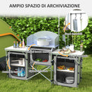 Cucina da Campeggio Pieghevole 3 Piani 172x48x119 cm Grigio e Argento-4