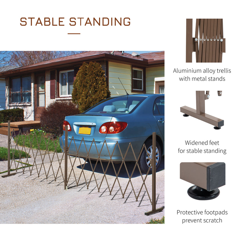 Recinzione per Giardino Estensibile Autoportante 52-405 cm in Acciaio e Alluminio Marrone scuro-6