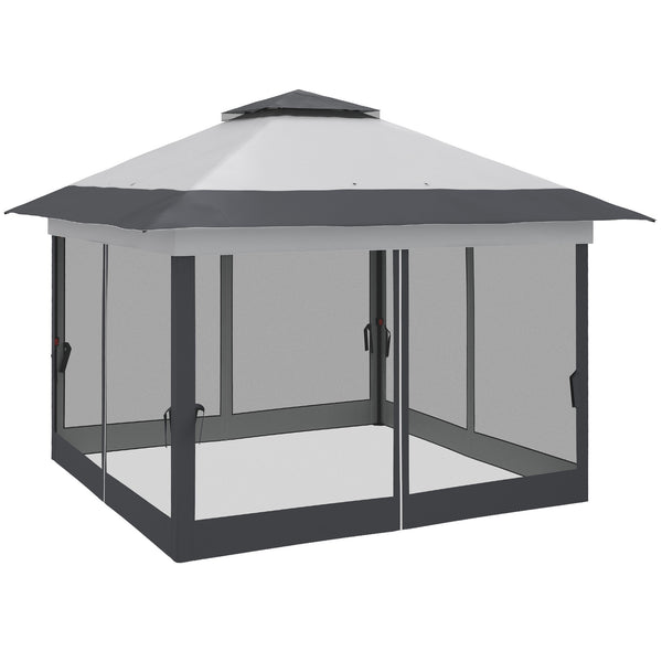 acquista Gazebo Pieghevole con Prese d'Aria e Zanzariere 3,6x3,6m in Acciaio e Tessuto Oxford Grigio