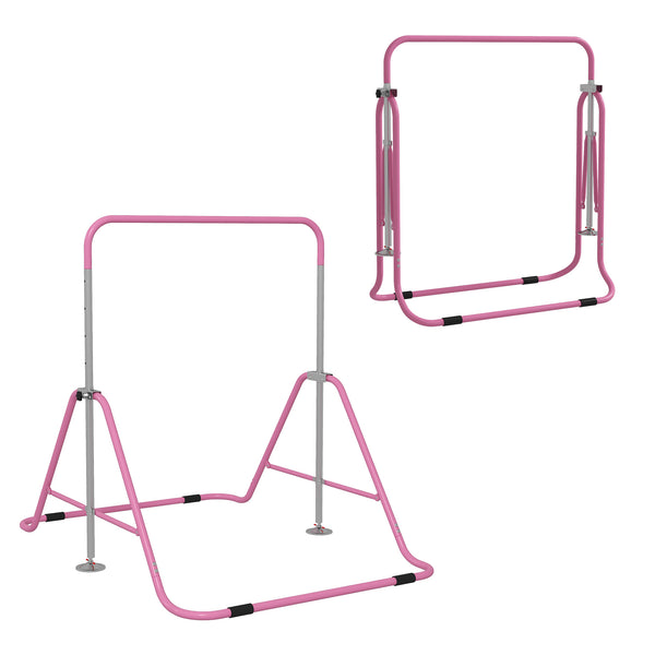 Barra Trazioni per Bambini Pieghevole Altezza Regolabile 88-128 cm in Acciaio Rosa online