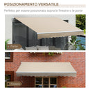 Tenda da Sole per Esterno Avvolgibile a Bracci 350x250 cm con Apertura a Manovella Crema-5