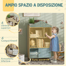 Libreria per Bambini con Ripiani Aperti e Armadietto 80x30x140,5 cm Bianco e color Legno  -4