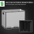 Pattumiera a Pedale 3 Sezioni da 20L 61,9x36,6x56,7 cm in Acciaio Inox e PP  -7