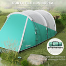 Tenda da Campeggio 2-4 Posti Impermeabile a Tunnel con Borsa di Trasporto 460x260x190 cm in Poliestere Verde-8