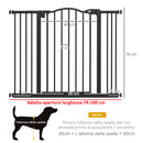 Cancellino per Cani Estensibile 74-100x78 cm in Metallo Nero-3