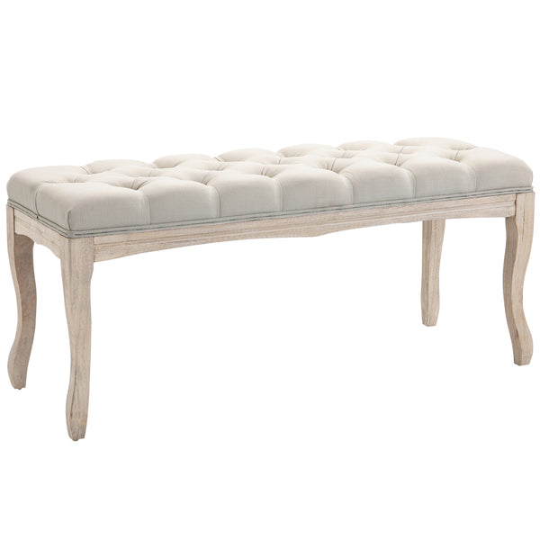 prezzo Panca Fondoletto Vintage Trapuntata a Bottoni 110x40x48 cm Tessuto Effetto Lino Beige