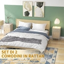 Set 2 Comodini per Camera da Letto con Cassetto e Anta 40x40x68,5 cm in Rattan Stile Boho Naturale-4