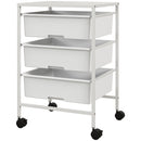 Carrello Multiuso con 3 Cestini Estraibili e Ruote 40,8x33,5x60,5 cm in Acciaio e PP Bianco-1