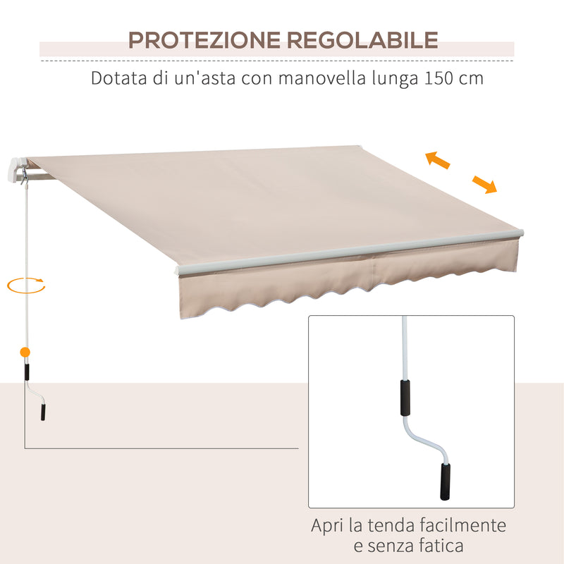 Tenda da Sole per Esterno a Bracci Avvolgibile 295x200 cm con Apertura a Manovella Beige-6