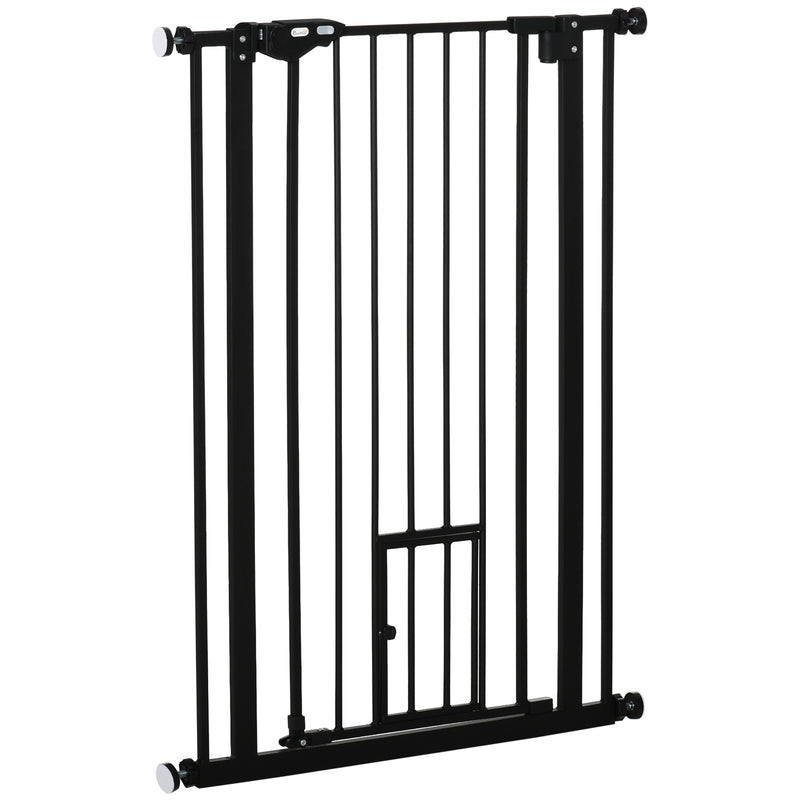 Cancelletto di Sicurezza Alto con Porta Piccola e Chiusura Automatica 74-80x104 cm Nero -1