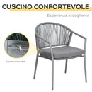 Set Tavolino e 2 Sedie con Cuscini da Giardino in Rattan PE Grigio-5