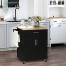 Carrello da Cucina 83x45x91,5 cm con Cassetto e Armadietto 2 Ante Ruote e Barra Laterale Nero-2