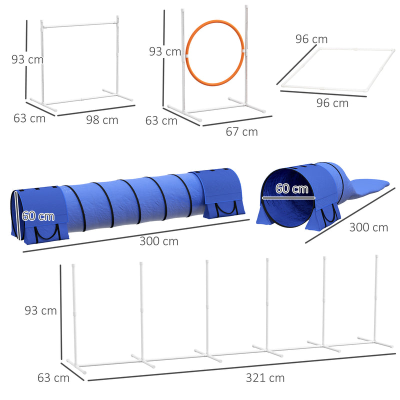 Set Addestramento Cani da Esterno 7 Pezzi 89x69x99 cm in Plastica e ABS Bianco Arancione Blu-3