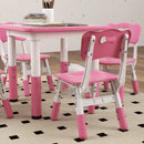 Set Tavolo con 4 Sedie per Bambini Altezza Regolabile Rosa  -9