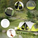 Tenda da Campeggio 4 posti con 2 Spazi Separati 450x215Px180 cm in Poliestere e Fibra di Vetro Verde-8