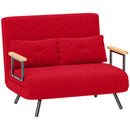 Divano Letto Schienale Regolabile 102x73x81 cm in Velluto Rosso -1