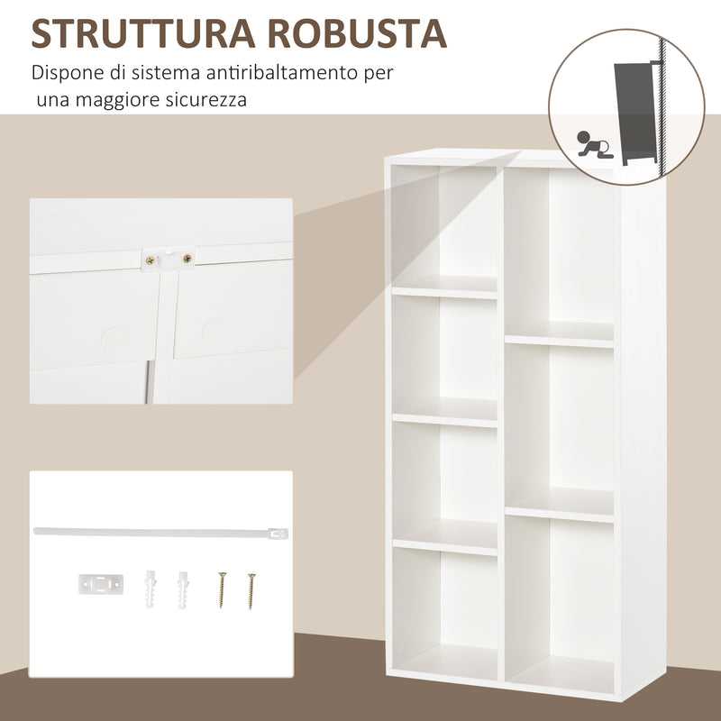 Libreria Moderna a Cubi con 7 Ripiani 50x24x106 cm in Legno Truciolato Bianca-6