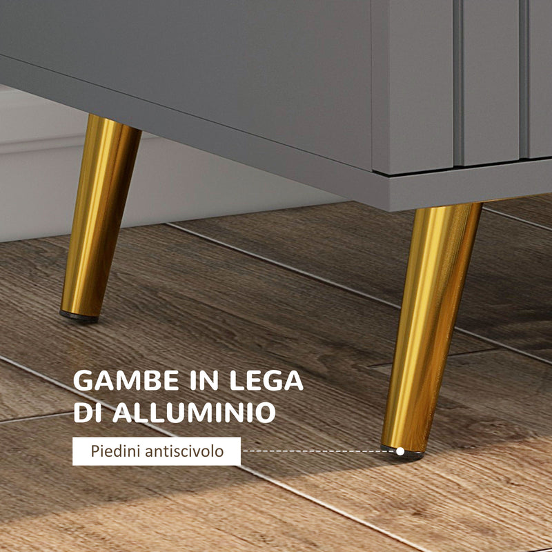 Cassettiera 3 Cassetti Design Moderno 60x40x71,5 cm in Legno e Alluminio Oro e Grigio Scuro -5