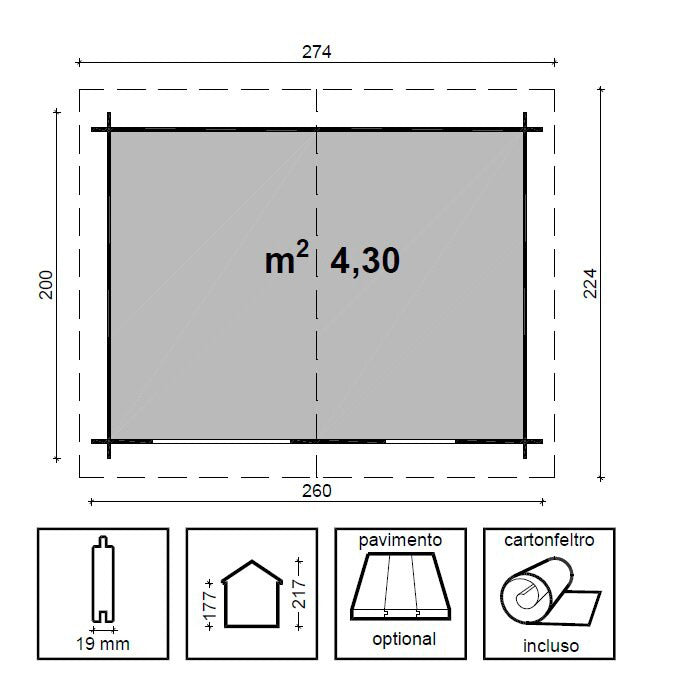 Casetta da Giardino con Porta  e Finestra 260x200 cm in Legno Agata-5