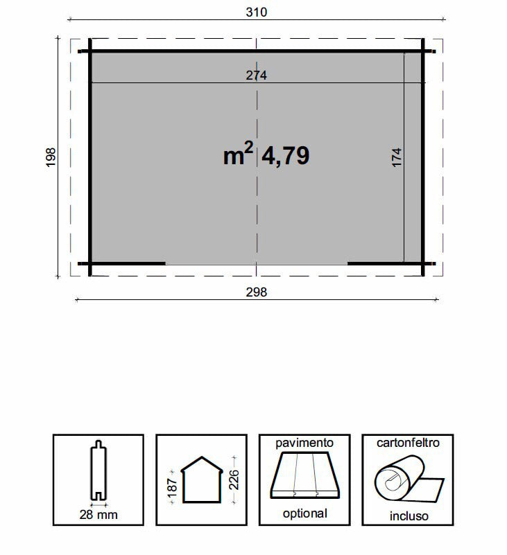 Casetta da Giardino Porta Doppia 300x200 cm in Legno Ambra-4