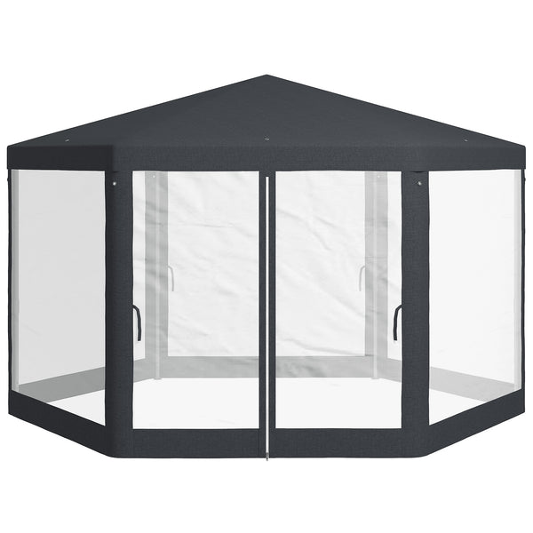 Gazebo da Giardino Esagonale con Doppio Ingresso 3.94x3.94x2.5 m in Metallo e Poliestere Grigio acquista