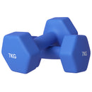 Set 2 Manubri Palestra 7 kg Pesi esagonali per Allenamento Blu-1