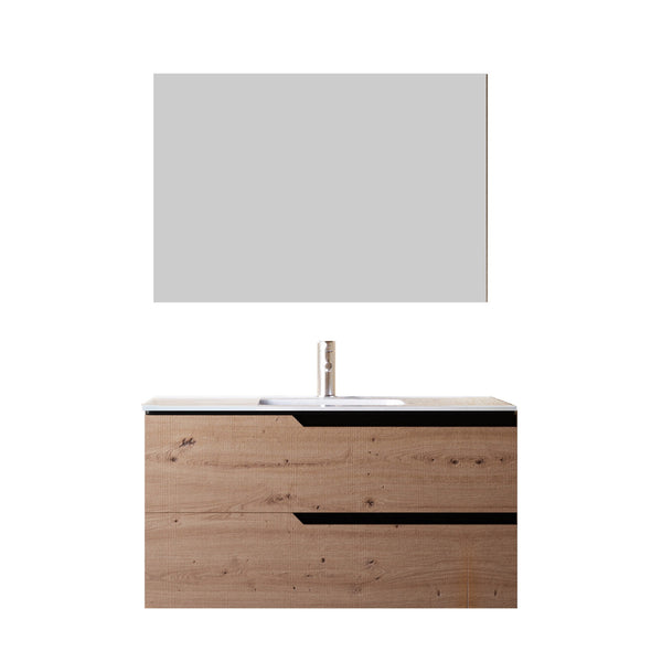 online Mobile bagno 80 cm Sospeso Rovere Cartagena Boston con Specchio Rettangolare Bonussi