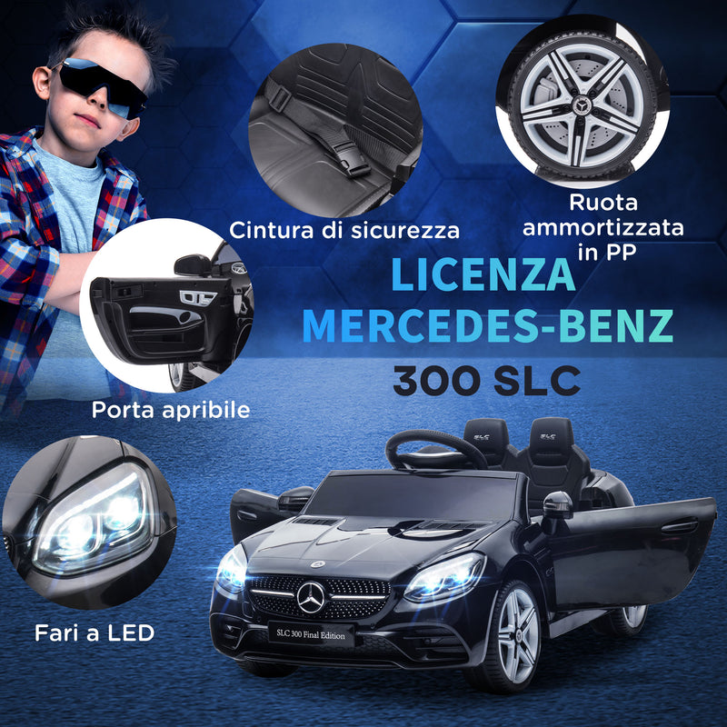 Macchina Elettrica per Bambini Licenza Mercedes SLC 300 con Telecomando Nero  -6