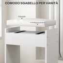 Consolle Trucco con Specchio 5 Cassetti e Sgabello 97,2x44,5x136,5 cm Bianco -6