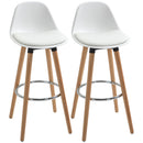 Set 2 Sgabelli da Bar Stile Nordico con Cuscino e Gambe in Legno Bianco -1