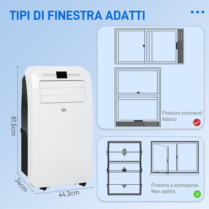 Condizionatore Portatile con Timer 44,3x34x81,5 cm 3 Modalità e 3 Velocità in Plastica ABS Bianco-3