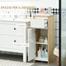 Mobile Bagno con Cassetto e Armadietto con Ripiano Regolabile Interno 32,6x30x90 cm in MDF Bianco e legno naturale-4