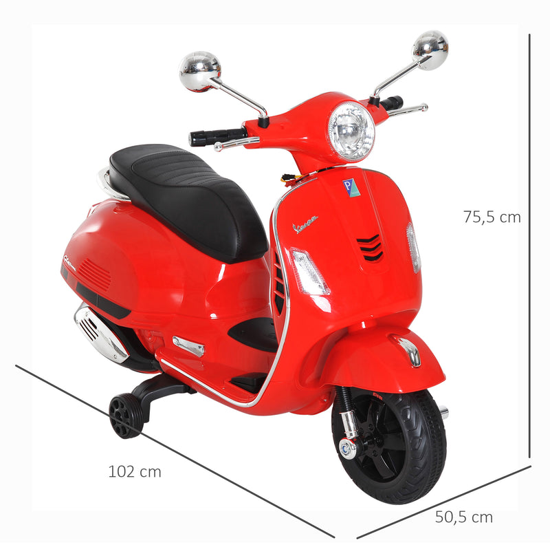 Moto Elettrica per Bambini Design Vespa 6V Rosso  -3