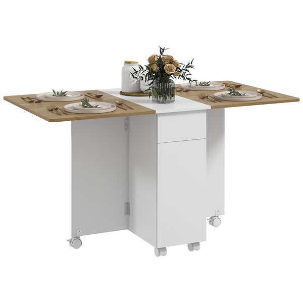 online Tavolo Rettangolare Allungabile con Armadietto e Cassetti 140x76x74 cm Bianco e Color Legno