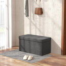 Panca Contenitore Pieghevole 84L 76x38x38 cm in Tessuto Grigio Scuro-6