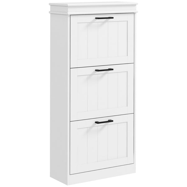 Scarpiera 3 Cassetti Ribaltabili e Regolabili 15 Paia di Scarpe 54x24x117,5 cm Bianco sconto