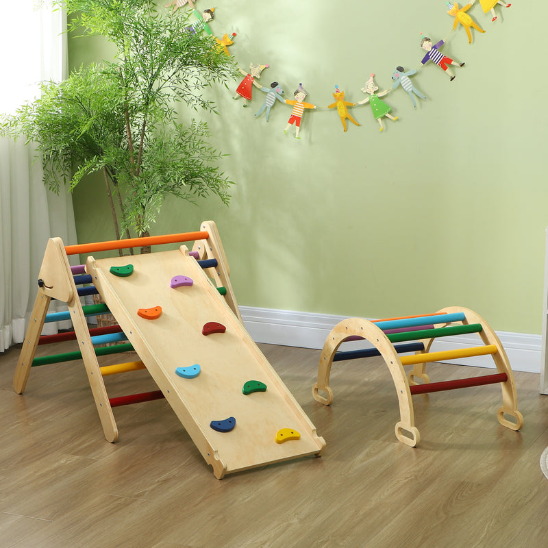 Gioco per Bambini 5 in 1 Triangolo e Arco Montessori Rampa per Arrampicata    -9