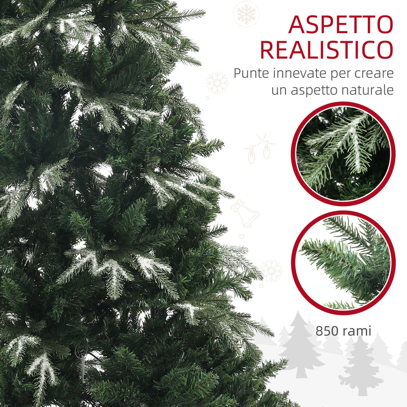 Albero di Natale Artificiale Innevato 180 cm 850 Rami Apertura a Cerniera Verde-5