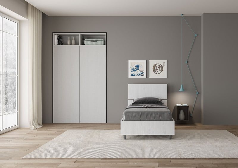 Letto Singolo Testata Inclinata Demas Bianco Frassino Varie Misure-4