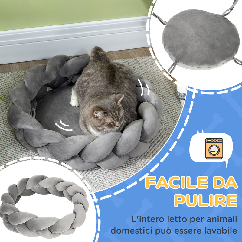 Cuccia per Cani e Gatti Imbottito e Lavabile con Cuscino Separato 55x14 cm Grigio -5