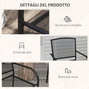 Set 2 Sedie da Giardino Impilabili Salvaspazio con Braccioli 55x58x88 cm in Acciaio Nero-6