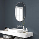 Specchio Bagno Ovale da Parete con Cornice in Alluminio 60x90 cm Verticale o Orizzontale Argento-2