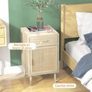 Set 2 Comodini per Camera da Letto con Cassetto e Anta 40x40x68,5 cm in Rattan Stile Boho Naturale-7