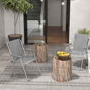 Set 2 Sedie da Giardino Pieghevoli con Braccioli e Seduta 53x54x76 cm in Tessuto Grigio-7